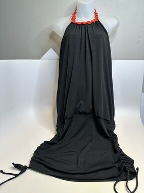 Speechless Black Maxi Skirt with Coral Halter Detail